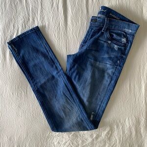 Women's 28 - 7 for All Mankind Roxanne Jeans - Straight/skinny leg dark wash
